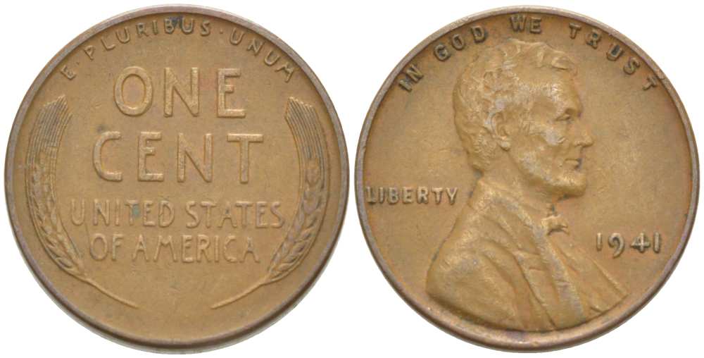 США 1 ЦЕНТ 1941 ЛИНКОЛЬН KM 132 бронза 218-869