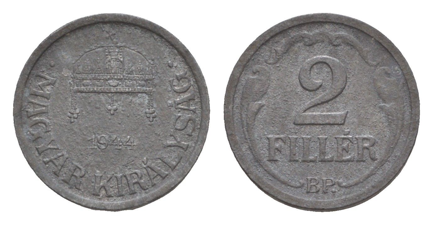 Венгрия 2 филлера 1944 BP KM 519 цинк 4658-352