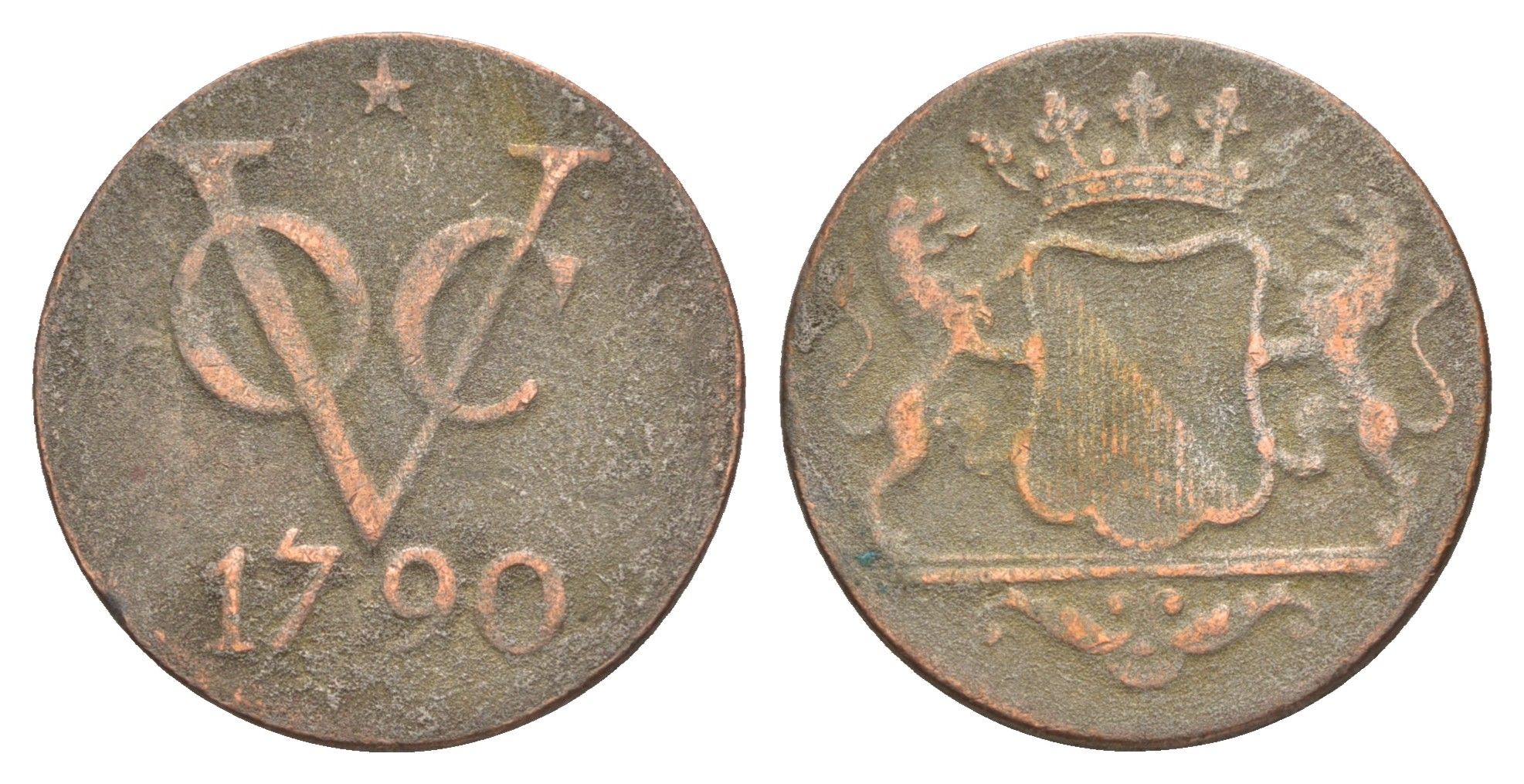 Голландская Ост-Индия (Нидерландская Восточная Индия) 1 дуит 1790 KM 111.1 медь 4657-534