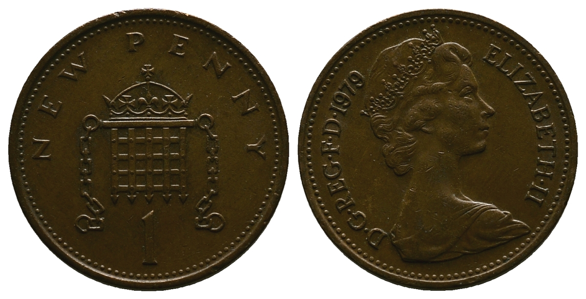 Великобритания 1 пенни 1979 Елизавета II (1952-2022) КМ 915, Spink B1 бронза 4384-744
