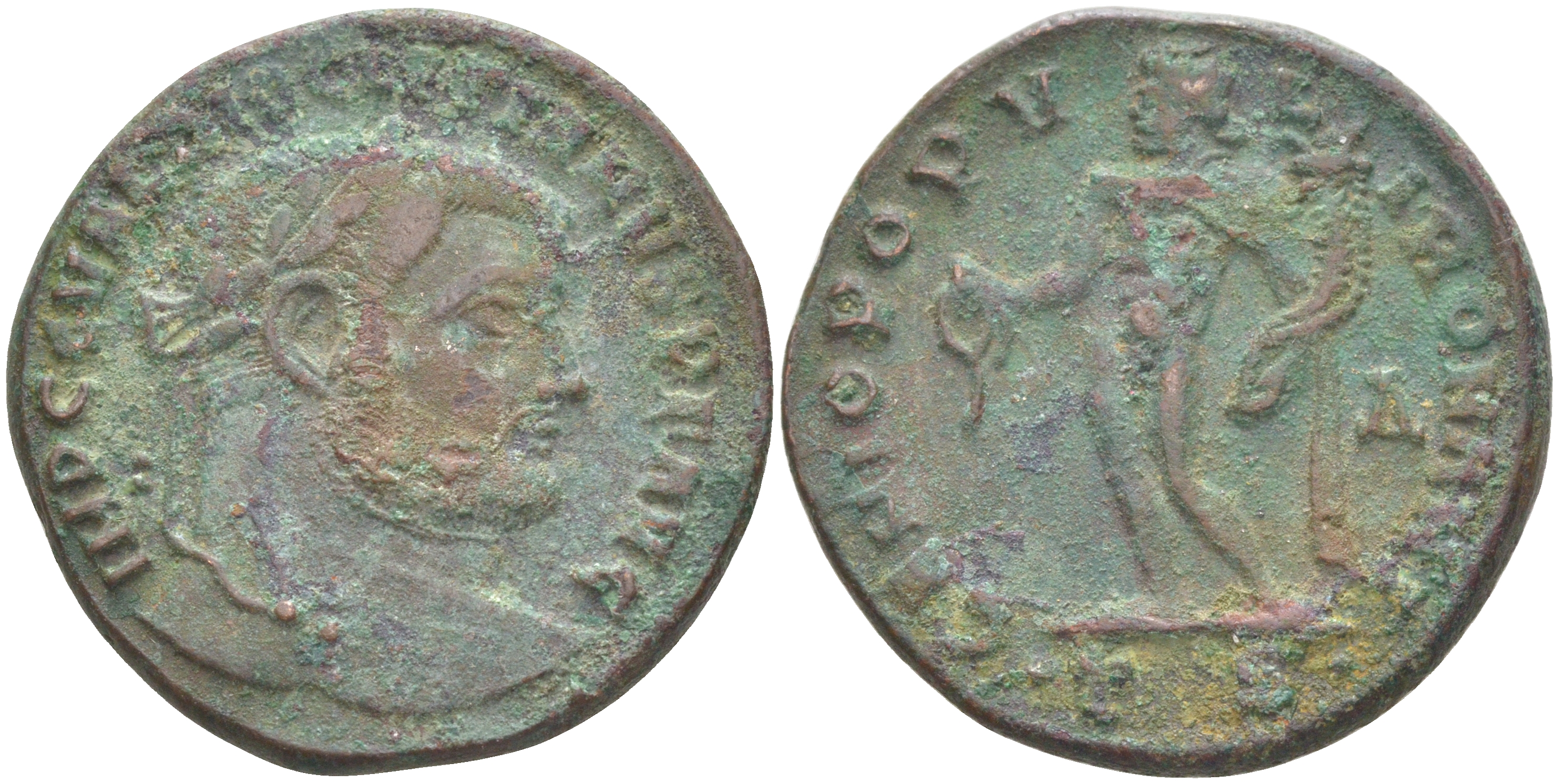 Римская Империя нуммий 302 - 303 Диоклетиан, бюст императора, IMP C C VAL DIOCLETIANVS P F AVG / Гений Римского народа, GENIO POPVLI ROMANI TS, Фессалоника RIC 25а биллон 1073-23-43