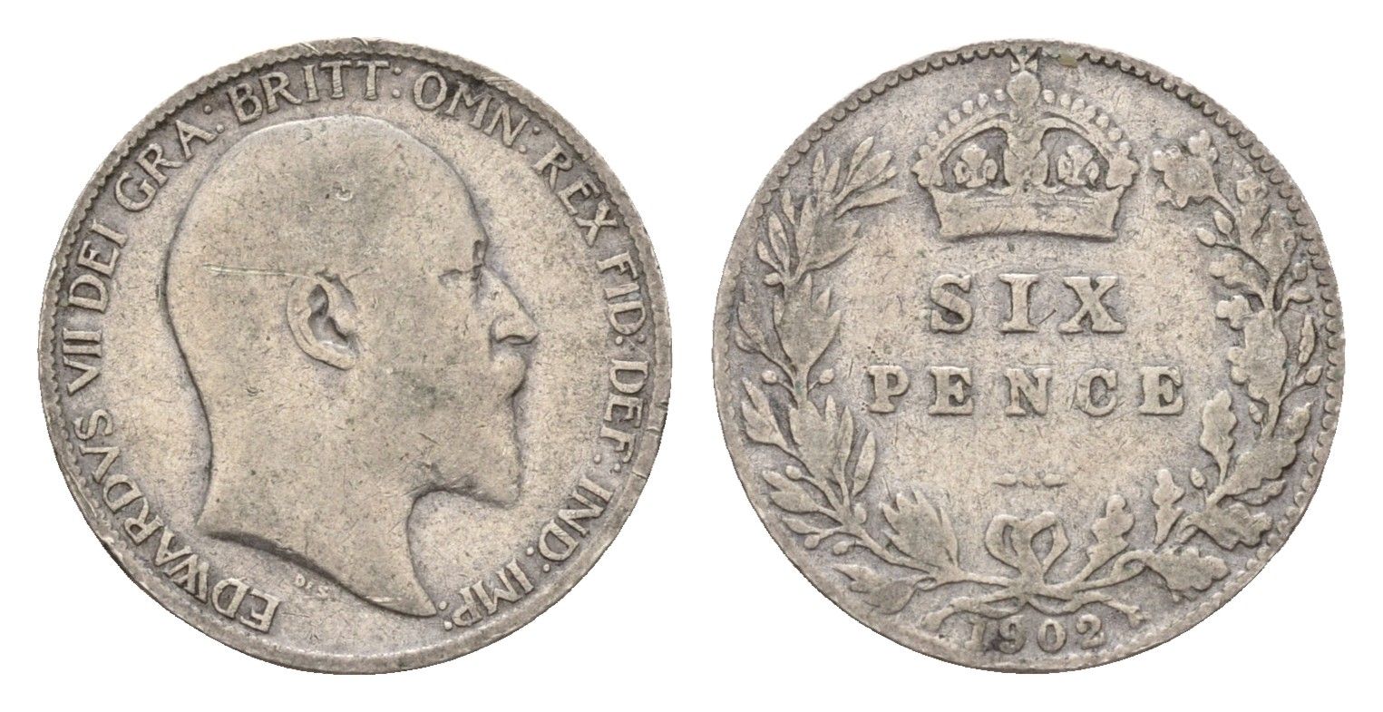 Великобритания 6 пенсов 1902 Эдуард VII (1901-1910) KM 799, Spink 3983 серебро 71-721