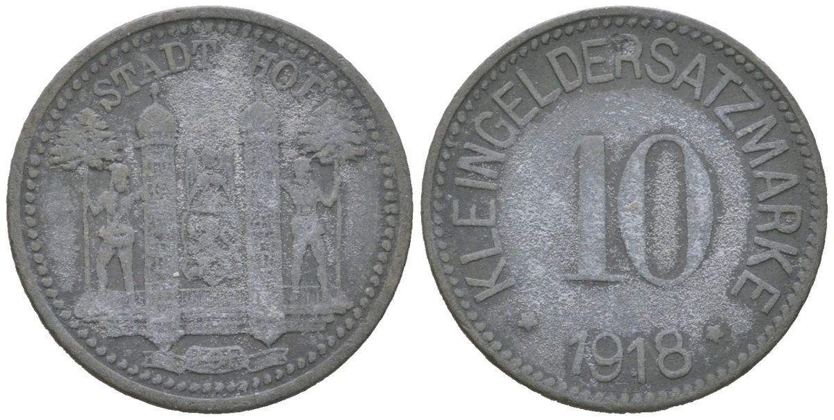 Хоф 10 пфеннигов 1918 Funck 217.2, Men18 14752.2 цинк 96-1222