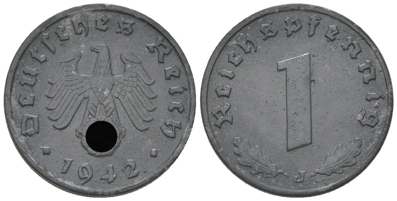 Германия 1 рейхспфенниг 1942 J J 369, KM 97 цинк 4164-615