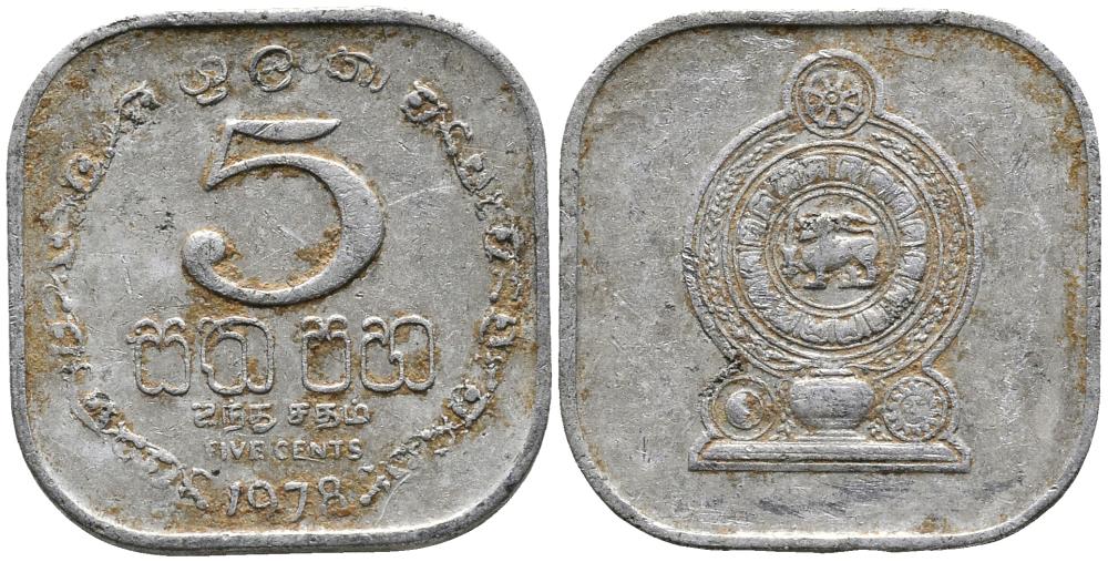 Шри-Ланка 5 центов 1978 KM 139а алюминий 4549-616