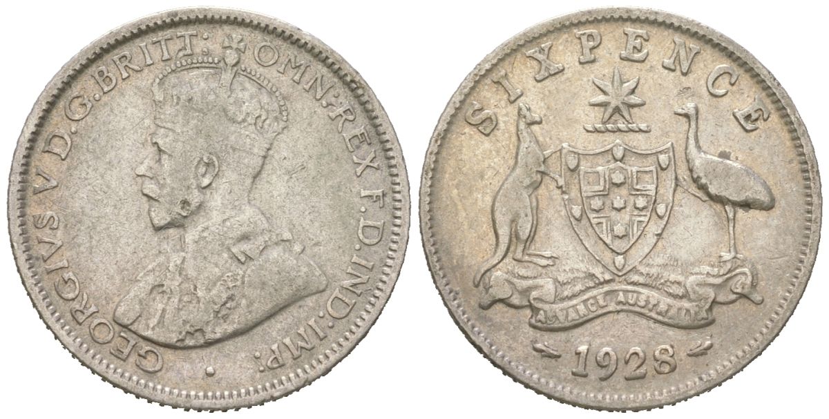 Австралия 6 пенсов 1928 Георг V (1910-1936) KM 25 серебро 4609-1153