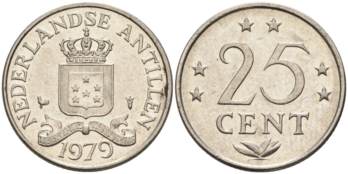 Нидерландские Антилы 25 центов 1979 Юлиана (1948-1980) KM 11 никель 4585-1017