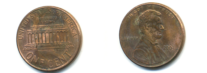 США 1 ЦЕНТ 2003 ЛИНКОЛЬН KM 201b цинк плакированный медью 179-547