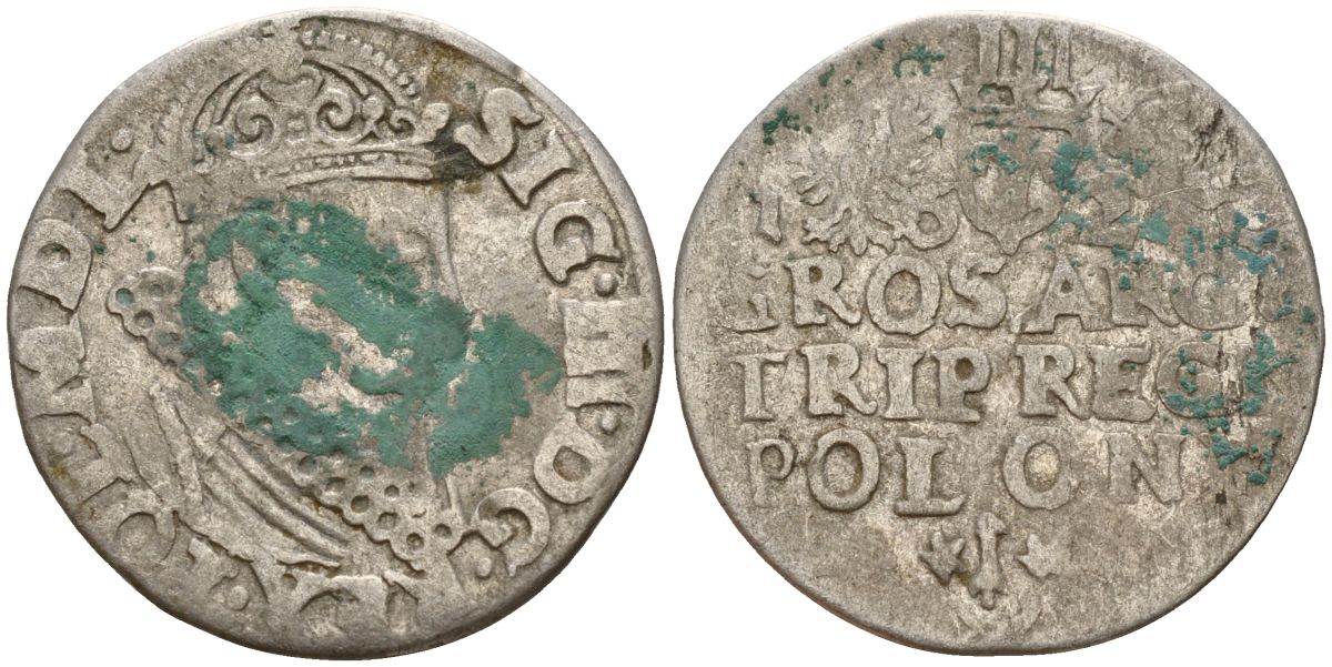 Польша, Эльбинг трояк (3 гроша) 1622 Сигизмунд III Ваза (1587-1632), Монетный двор Краков, герб "Сас" - управляющий монетного двора Миколай Данилович в 1616-1624 Iger K.22.1.a, KM 31 серебро 4160-247