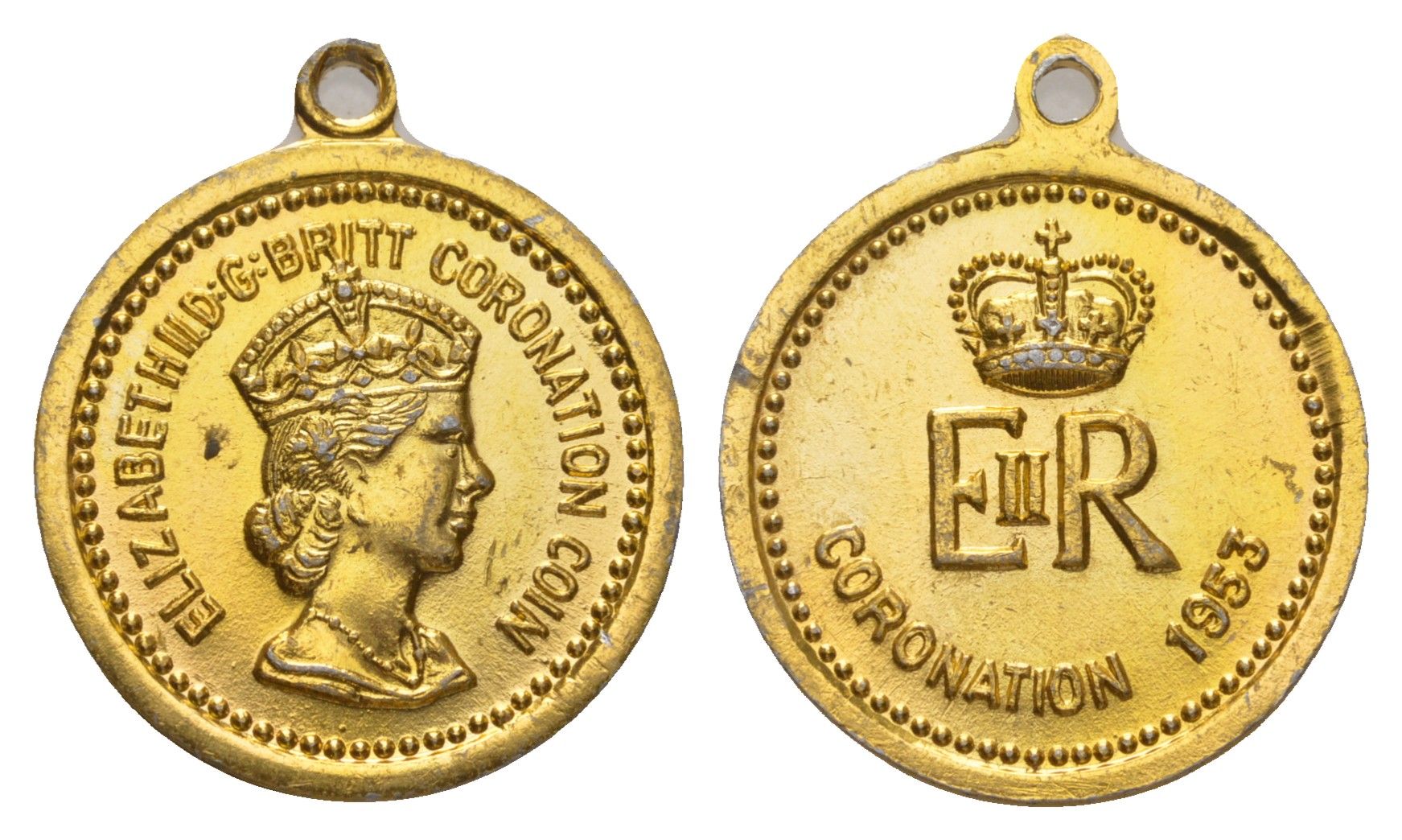 Великобритания коронационный жетон Елизаветы II 1953 диаметр 22 мм, вес 1,2 гр латунь 4627-625