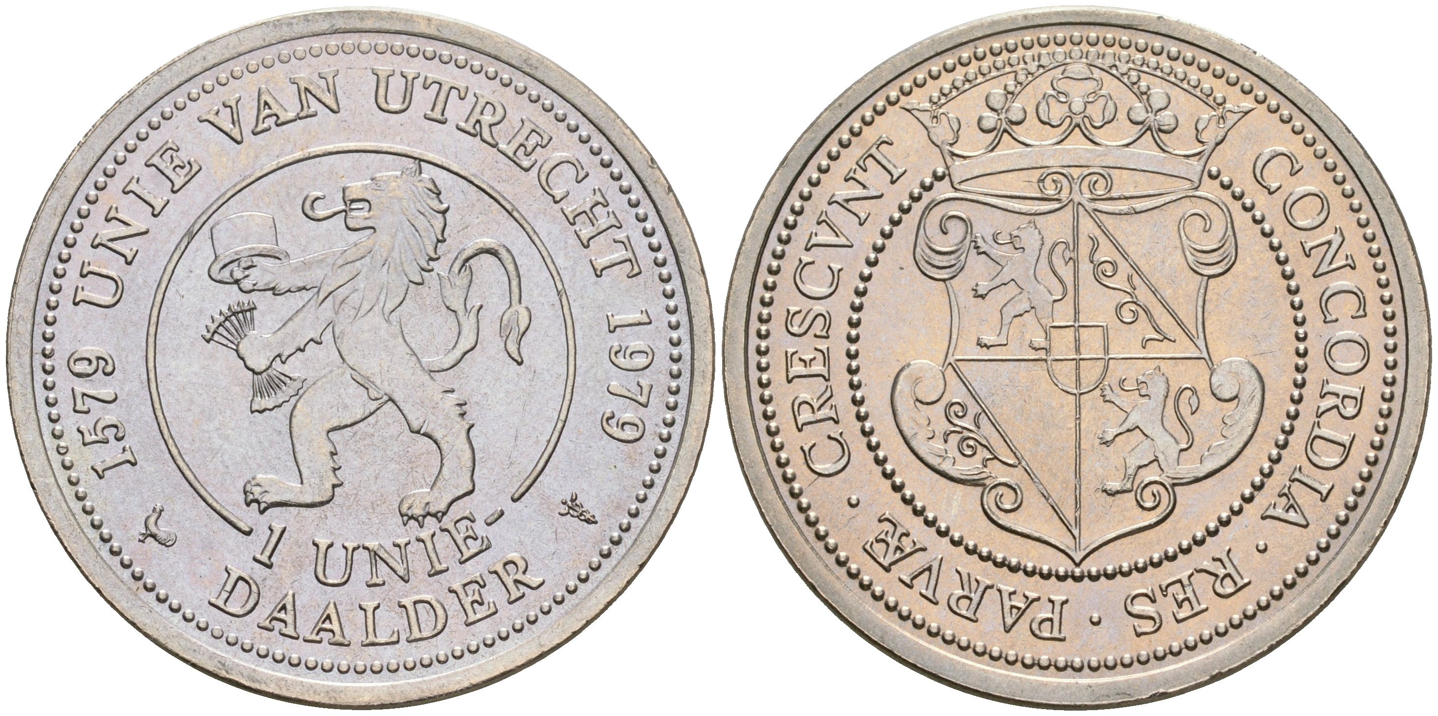Нидерланды 1 даалдер 1979 400 лет Утрехтскому союзу медно-никель UNC 7-5-2-18