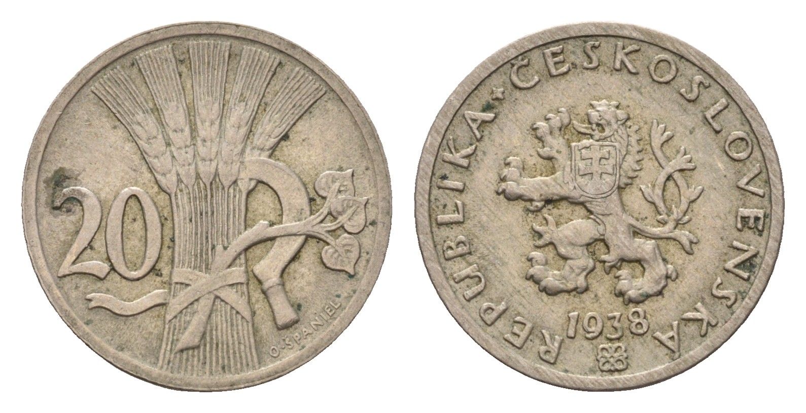 Чехословакия 20 геллеров 1938 KM 1 медно-никель 4685-1142