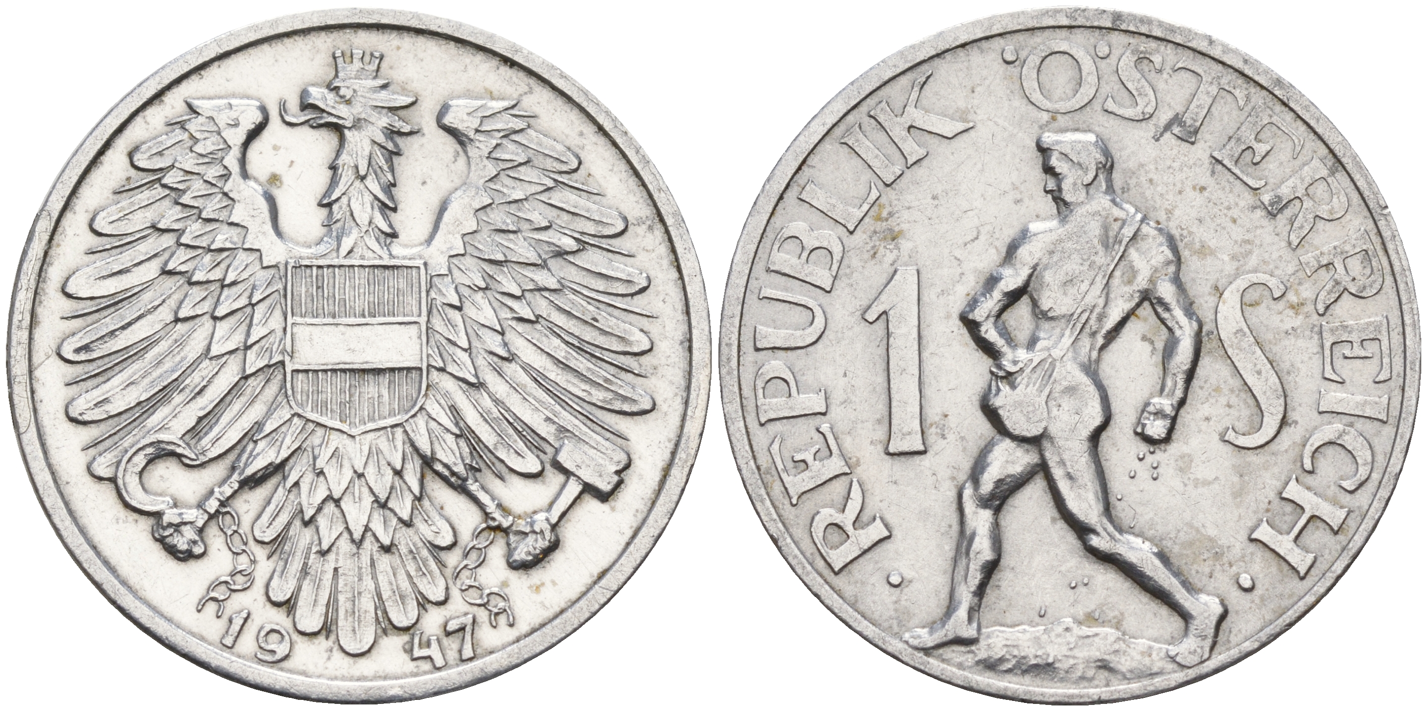 Австрия 1 шиллинг 1947  KM 2871 алюминий    4153-234