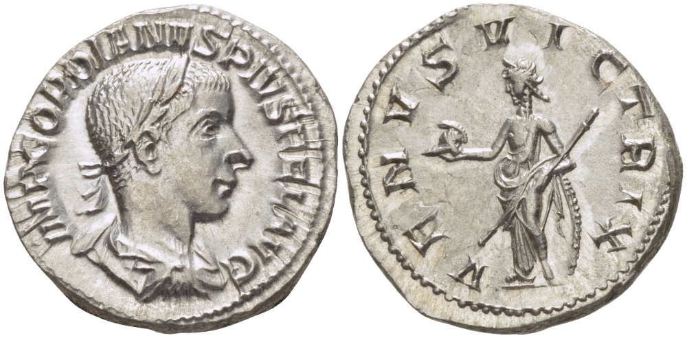 Римская Империя денарий 241 Гордиан III IMP GORDIANVS PIVS FEL AVG/ VENVS VICTORIX Рим Extremely fine , 3,36 гр RIC 131 серебро 1073-5-8-4