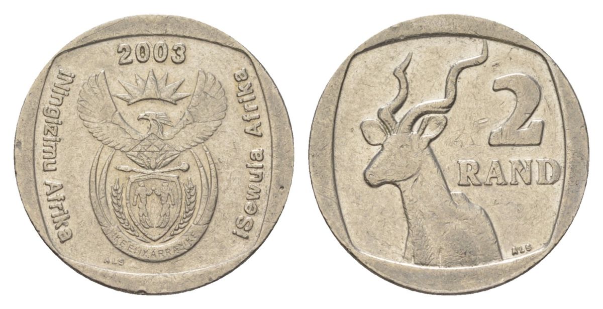 ЮАР 2 ранда 2003 KM 335 медь плакированная никелем 4626-1241