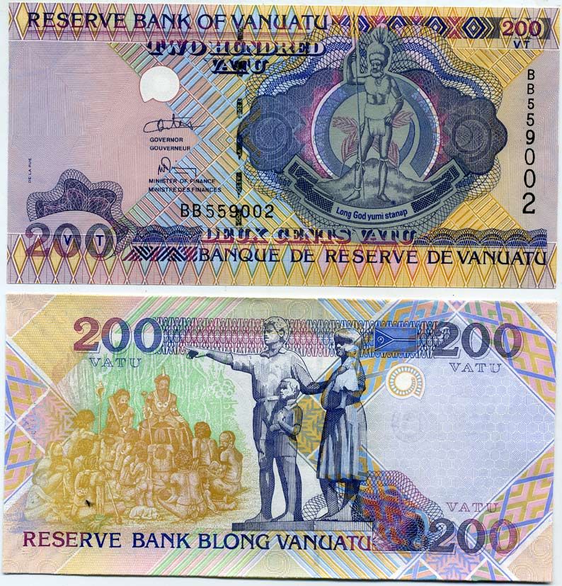 Вануату 200 вату ND (1995) скульптура семьи Pick 8 b1 бумага UNC (пресс) 449-3-2