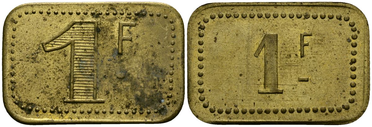 Франция 1 франк ND ресторанный жетон латунь 4166-135