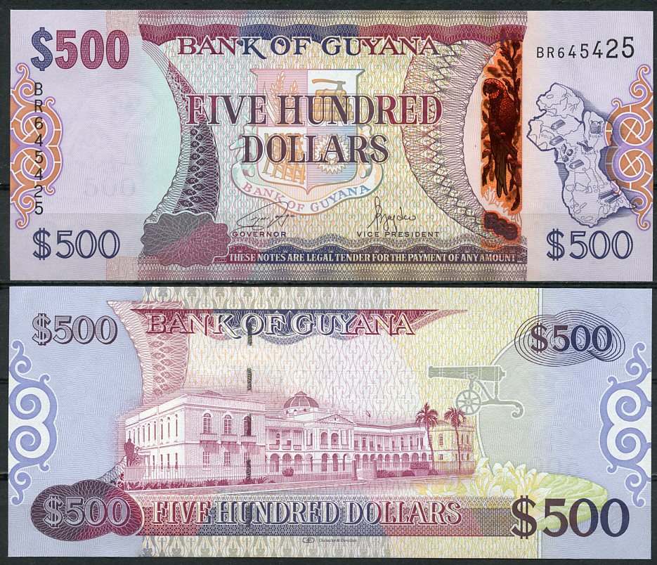 Гайана 500 долларов ND (2024) серия BR, здание Национальной ассамблеи Pick 37 (3)  бумага  UNC (пресс) 446-75-3