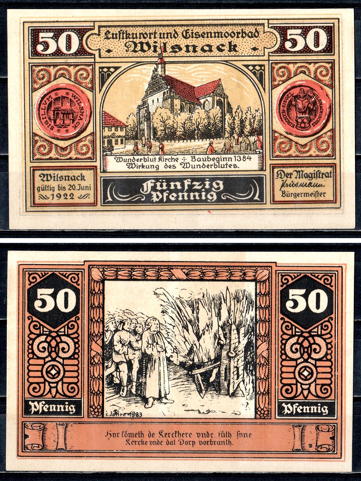 Вильснак (Пруссия, Бранденбург) 50 пфеннигов 1922 2193-50-2-1