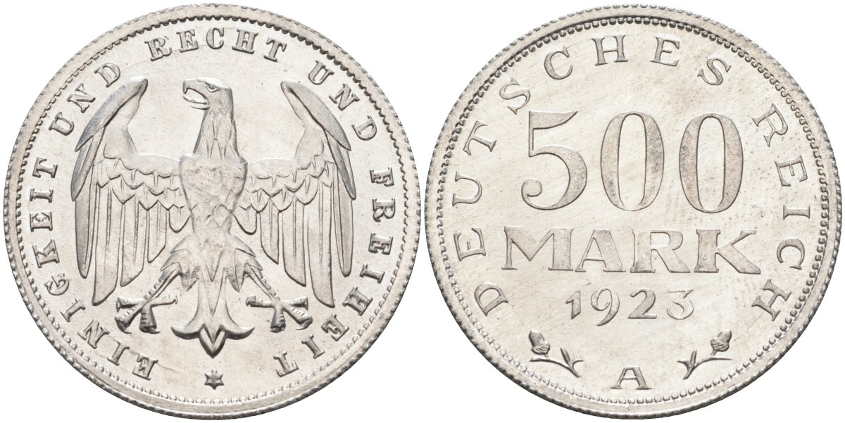 Германия 500 марок 1923 А KM 36, J.305 алюминий UNC 4587-122