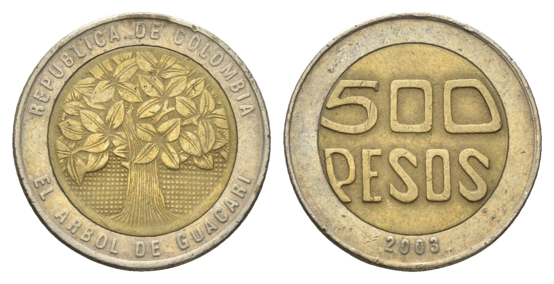 Колумбия 500 песо 2003 KM 286 биметалл 4663-457