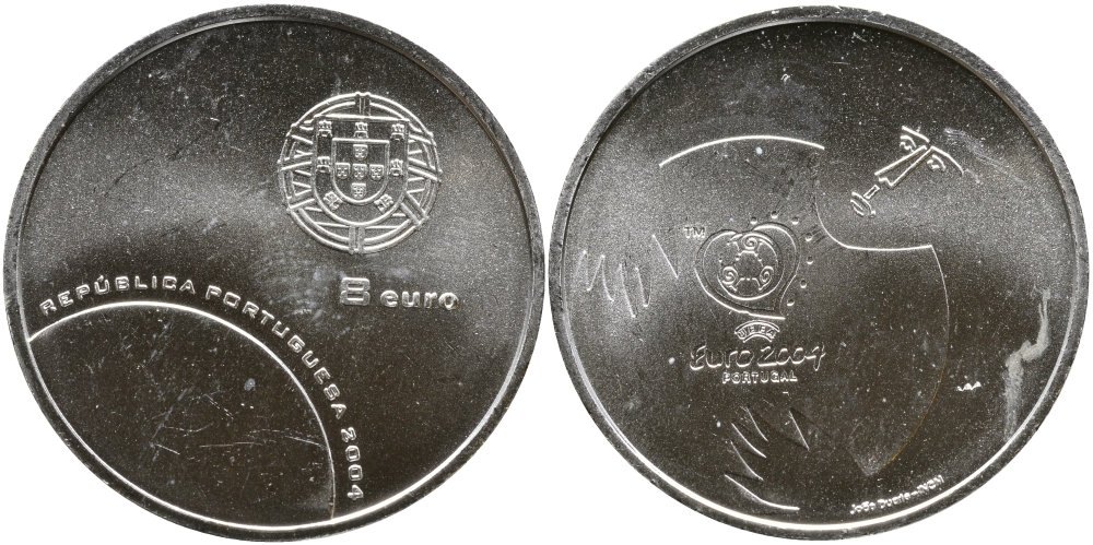 Португалия 8 евро 2004 Чемпионат Европы по футболу UEFA ЕВРО-2004 в Португалии, вратарь KM 756 серебро UNC 1087-4-14