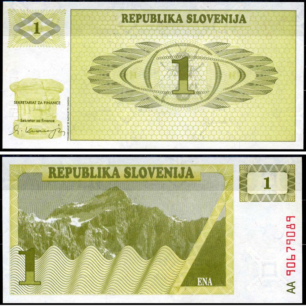 Словения 1 толар 1990 Pick 1 a бумага UNC (пресс) 8603-25-1-2