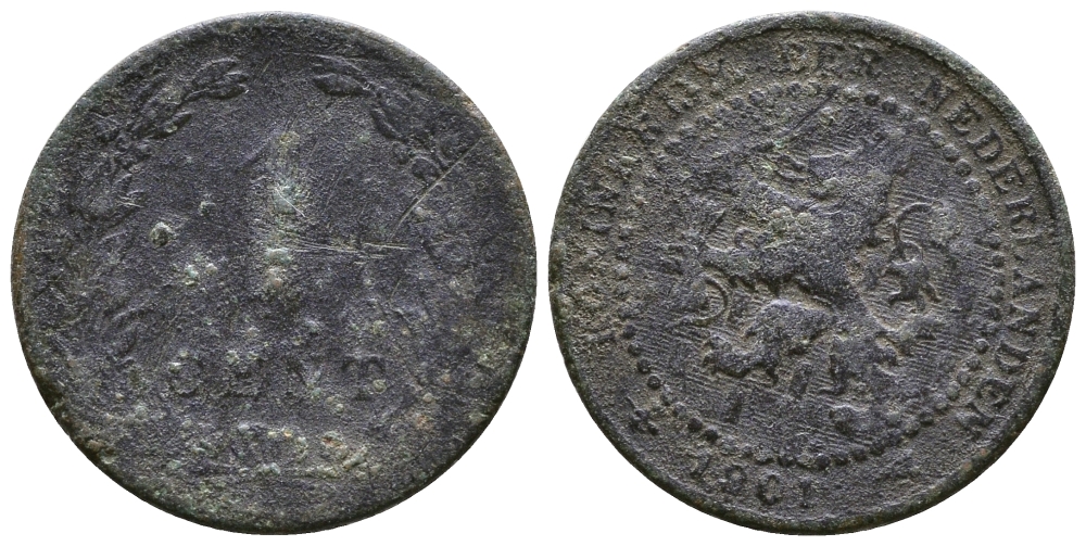 НИДЕРЛАНДЫ 1 ЦЕНТ 1901 ГОД ТИП KM 131 бронза 4110-1344