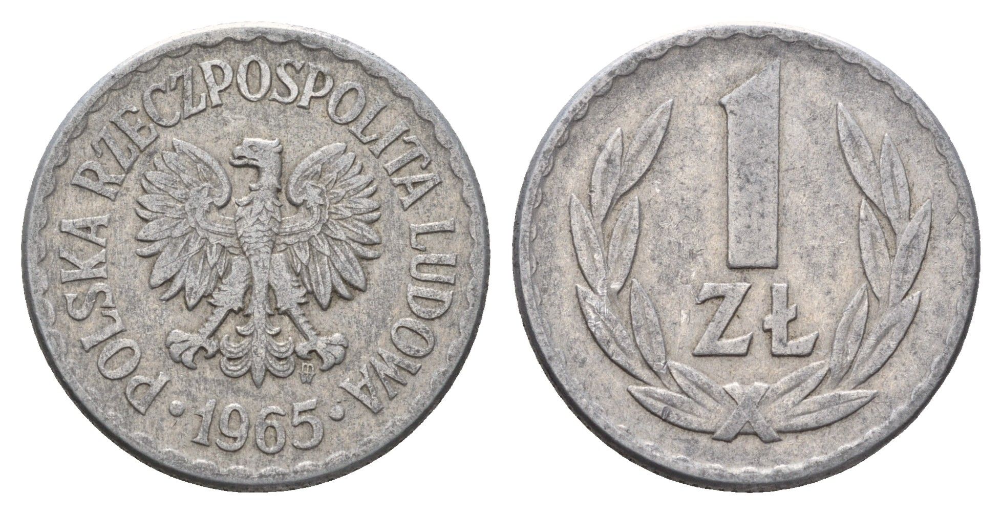 Польша 1 злотый 1965 Y 49.1 алюминий 4637-1111