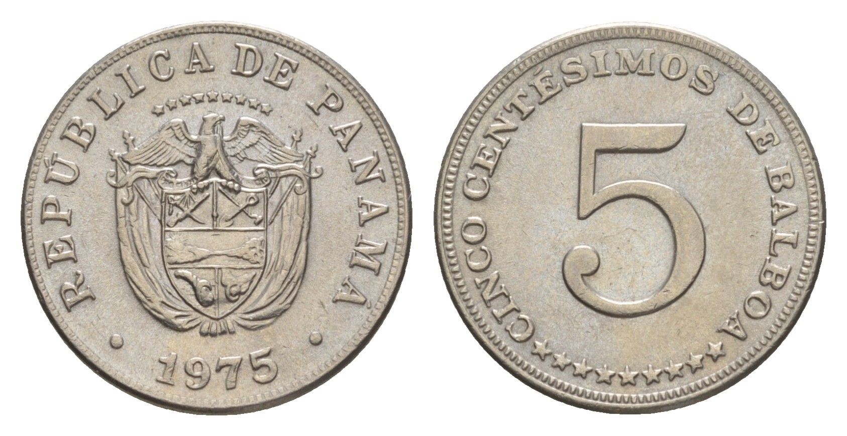 Панама 5 сентесимо 1975 KM 23.2 медно-никель UNC 4643-1249