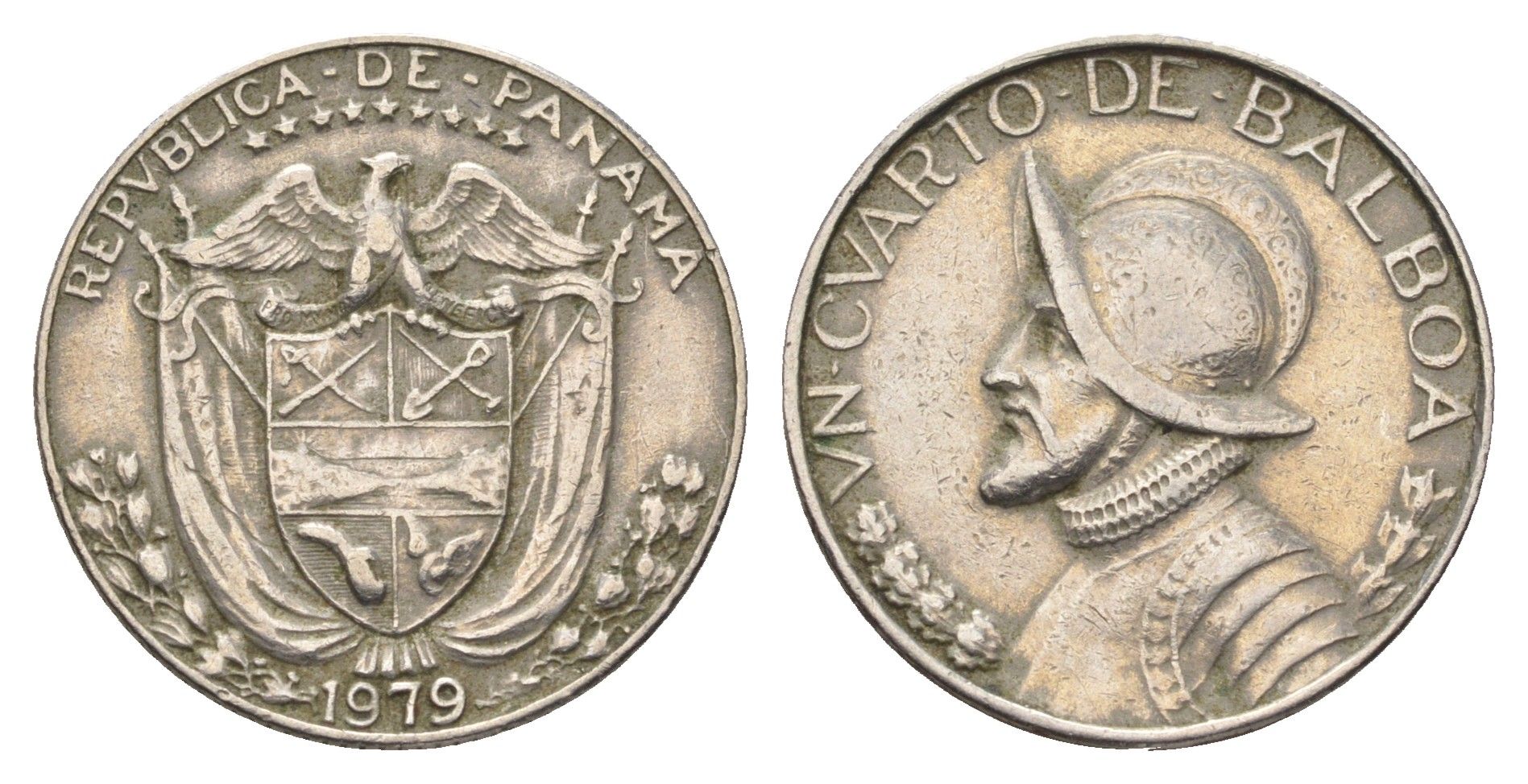 Панама 1/4 бальбоа (25 сентесимо) 1979 KM 11.2a медь плакированная медно-никелем 4663-815