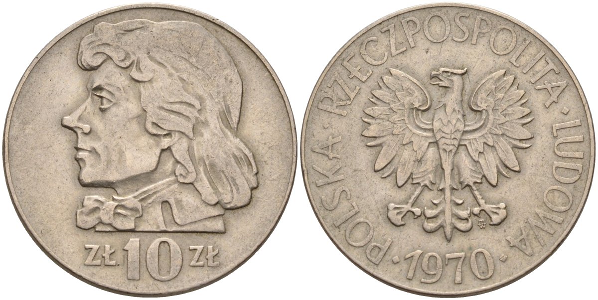 Польша 10 злотых 1970 MW, Тадеуш Костюшко (1746-1817) KM 50а медно-никель 4526-436