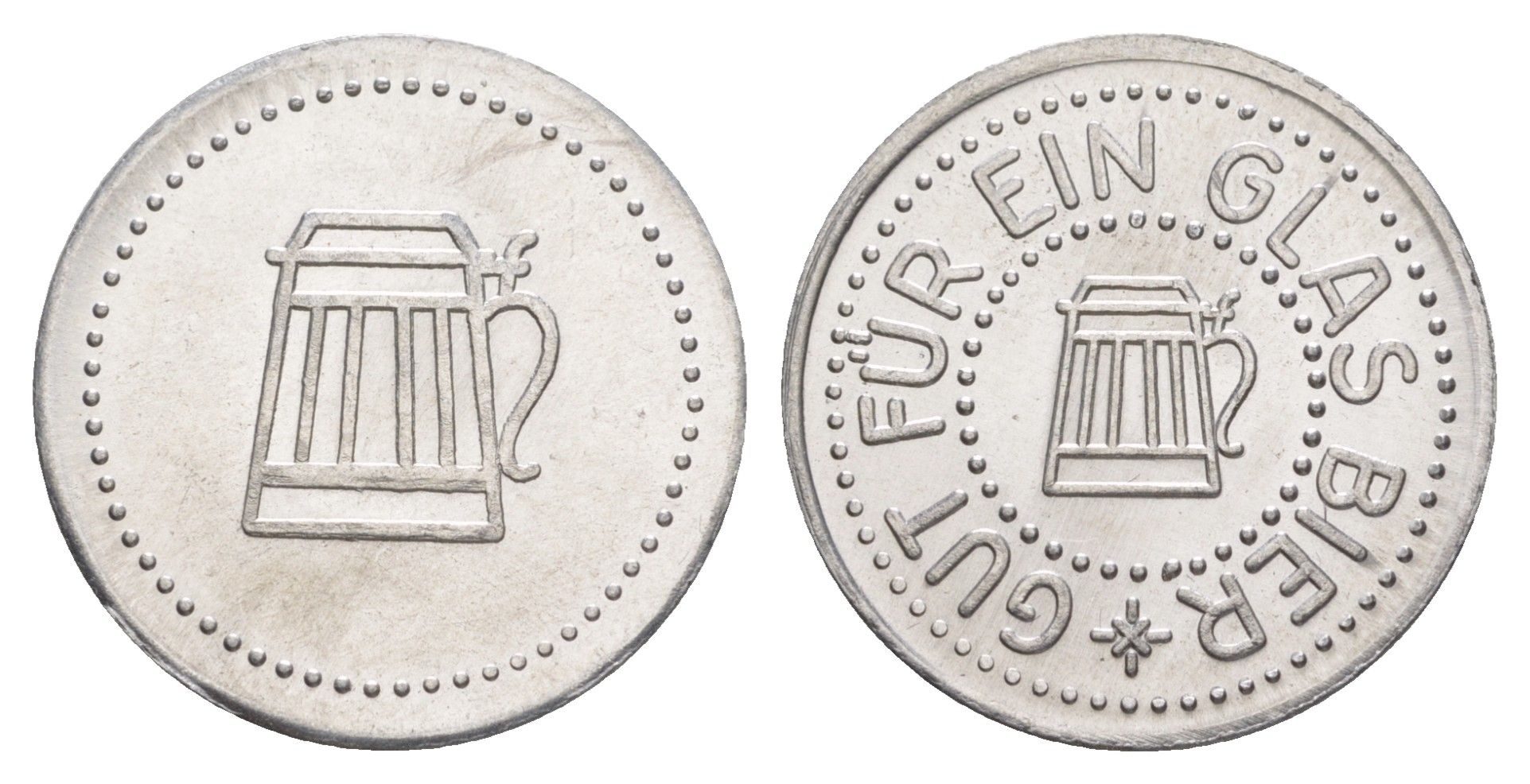 Германия жетон в 1 "стакан пива" ND диаметр 24 мм, вес 1,1 гр алюминий UNC 4638-851
