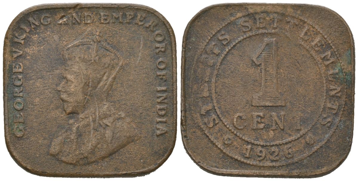 Стрейтс Сетлментс 1 цент 1926 Георг V (1910-1936) KM 32 бронза 4605-157