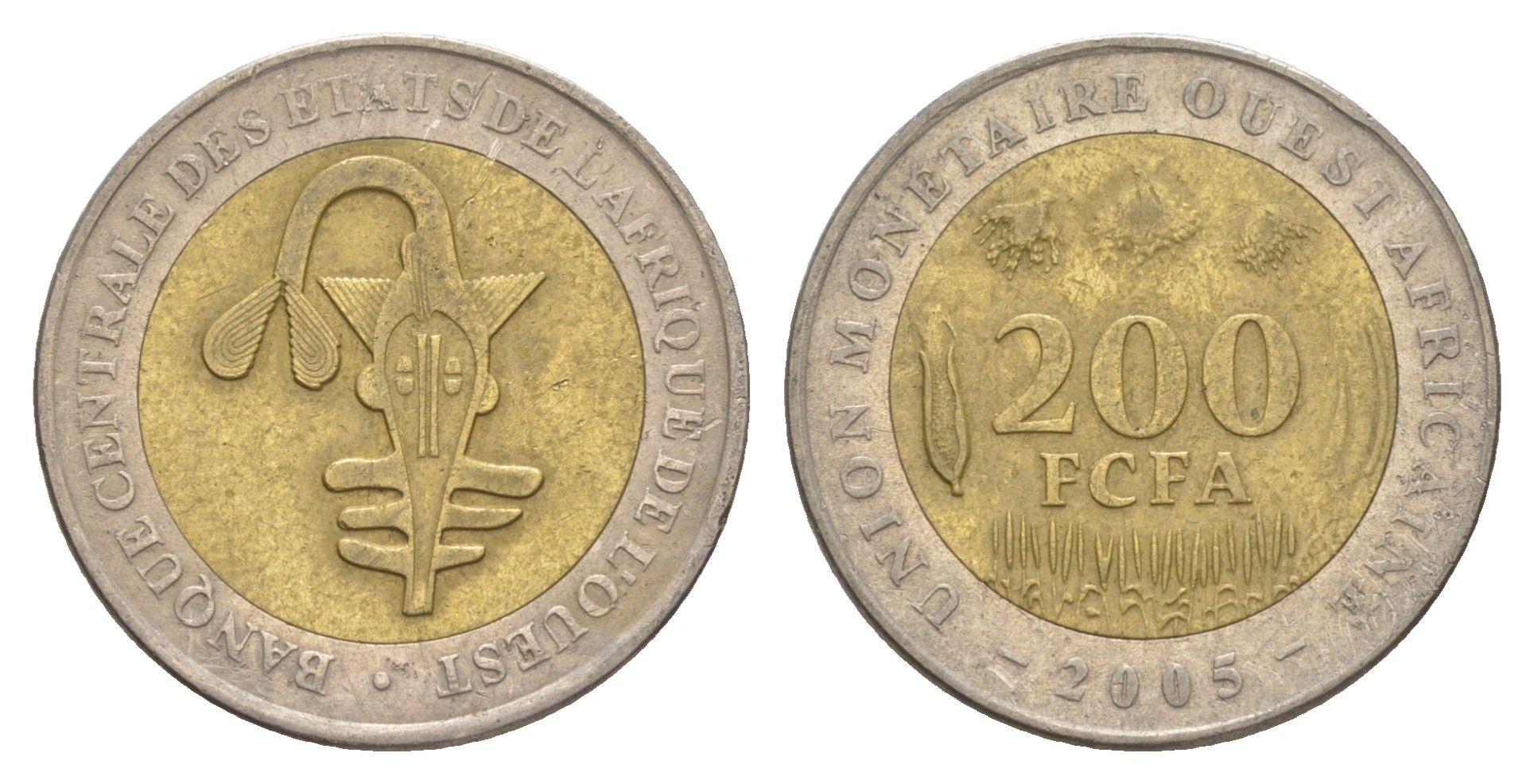 Западная Африка (BCEAO) 200 франков 2005 Центральный банк государств Западной Африки KM 14 биметалл 4642-343