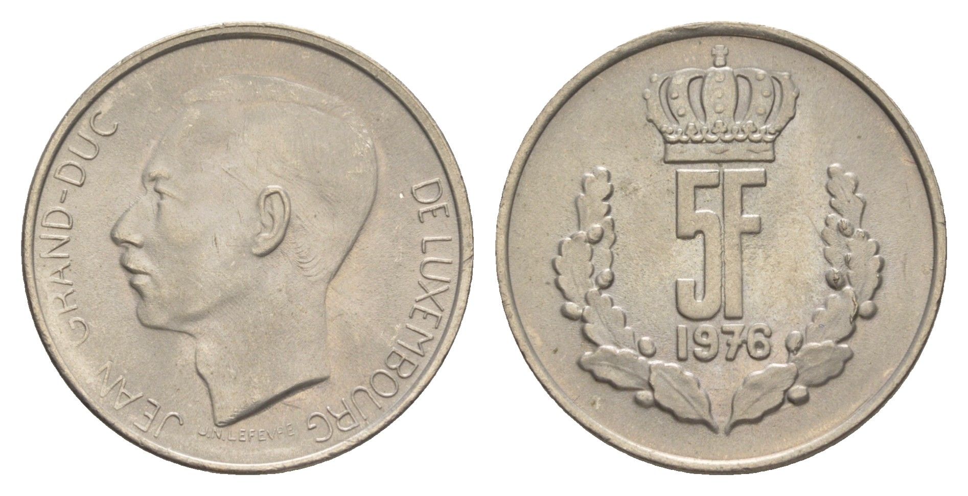 Люксембург 5 франков 1976 Герцог Жан (1964-1999) KM 56 медно-никель UNC 4641-1042