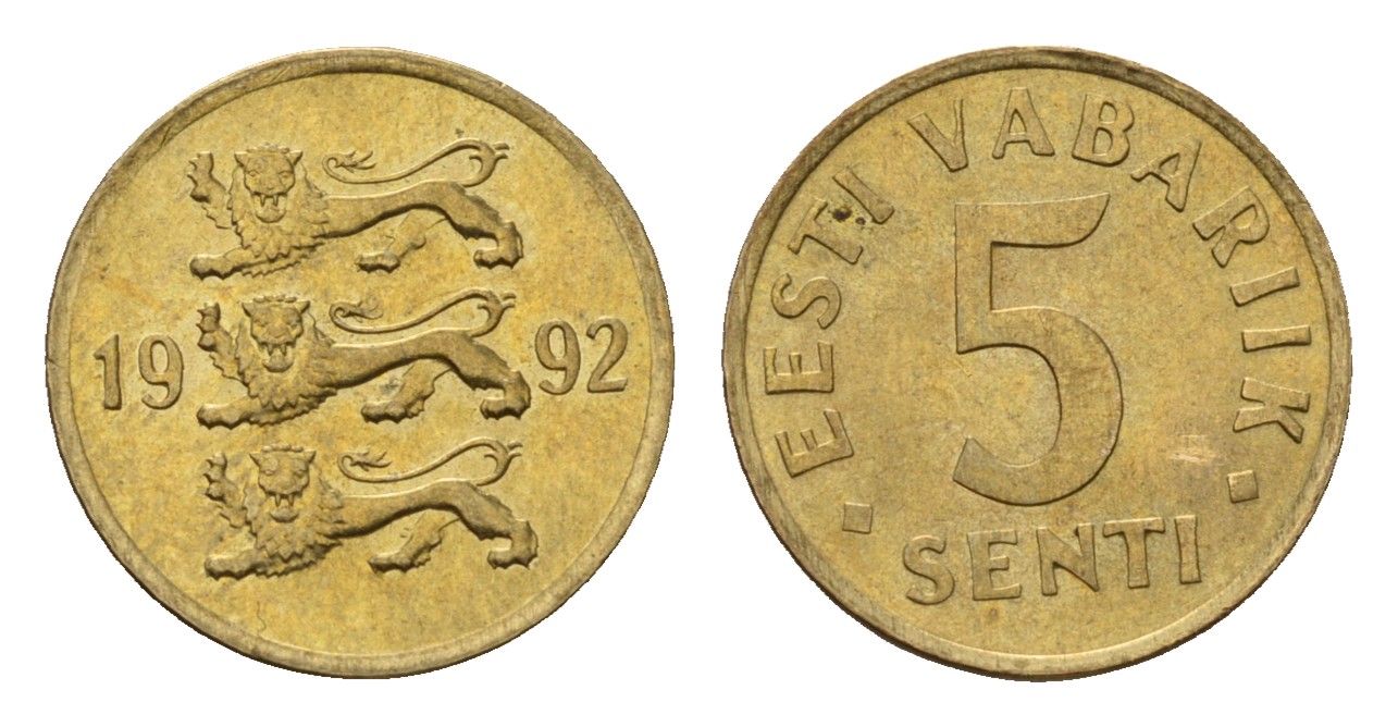 Эстония 5 сентов 1992 KM 21 латунь UNC 4694-1261