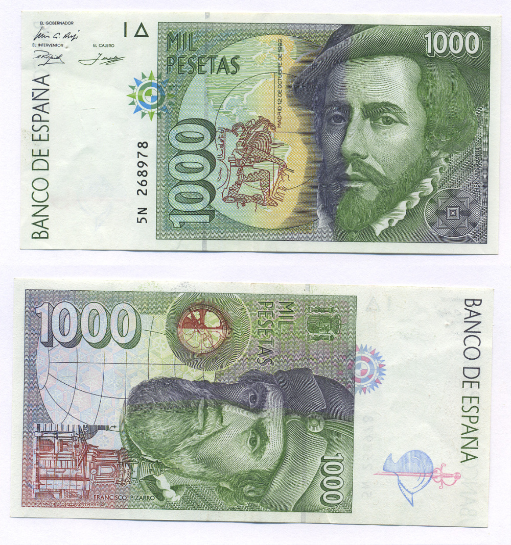 ИСПАНИЯ 1000 ПЕСЕТ 1992 Pick 163 бумага 7205-36-3