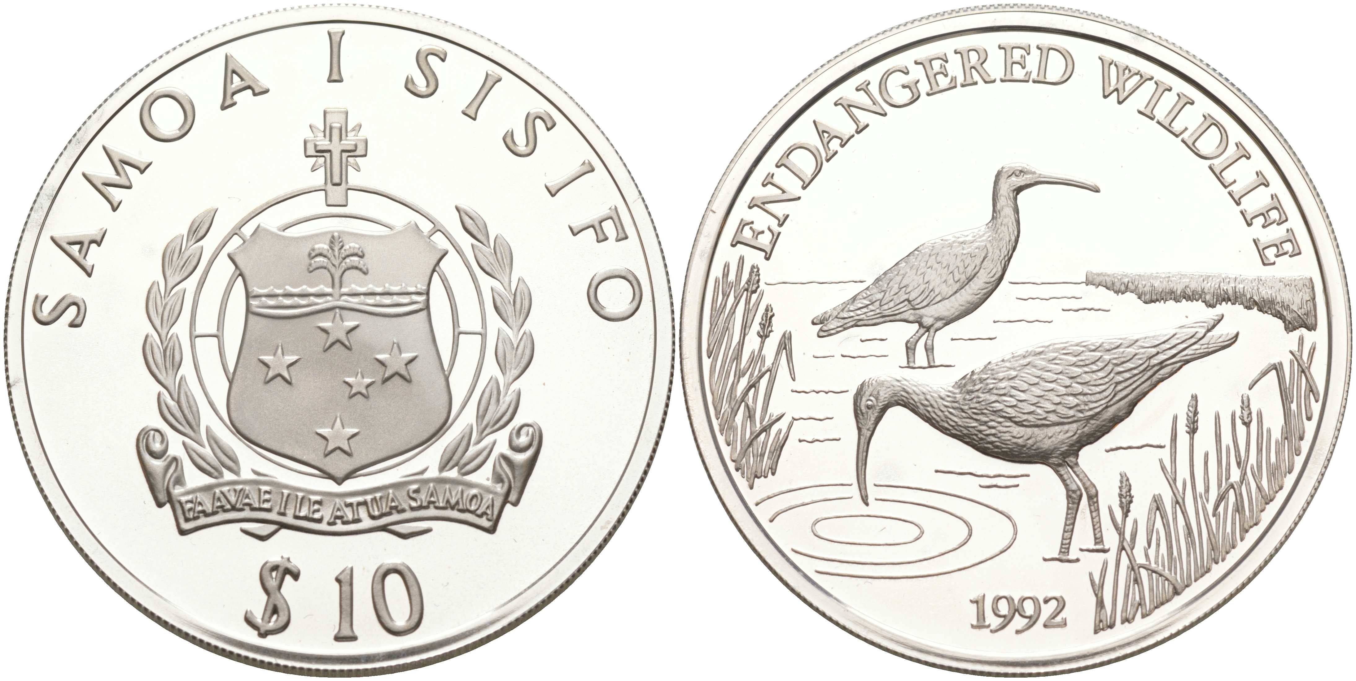 Самоа 10 тала 1992 серия сохраним наш мир, перелетные птицы KM 98 серебро PROOF 1074-5-52