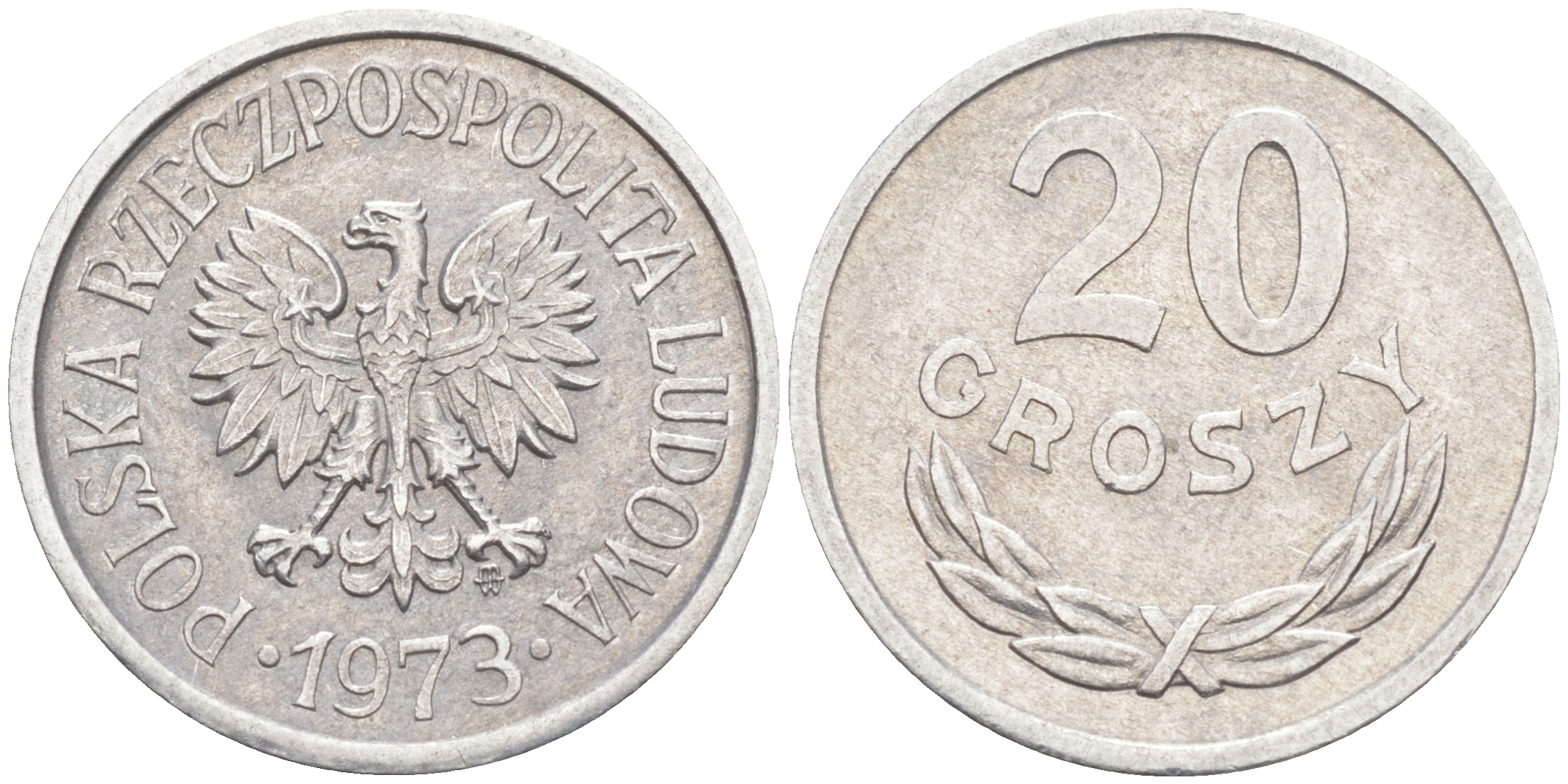 Польша 20 грошей 1973 MW KM А47, Parchimowicz 208m алюминий UNC 106-445