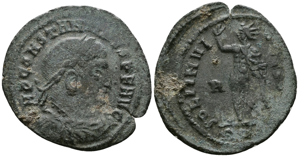 Римская Империя нуммий 313 Константин I Великий SOLI INVICTO COMITI Рим Very fine RIC 2 бронза 1073-6-92