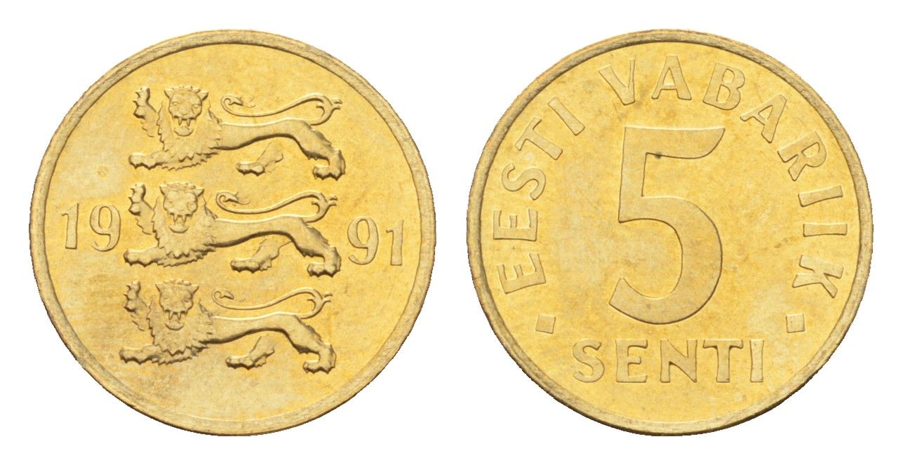 Эстония 5 сентов 1991 KM 21 латунь UNC 4668-629