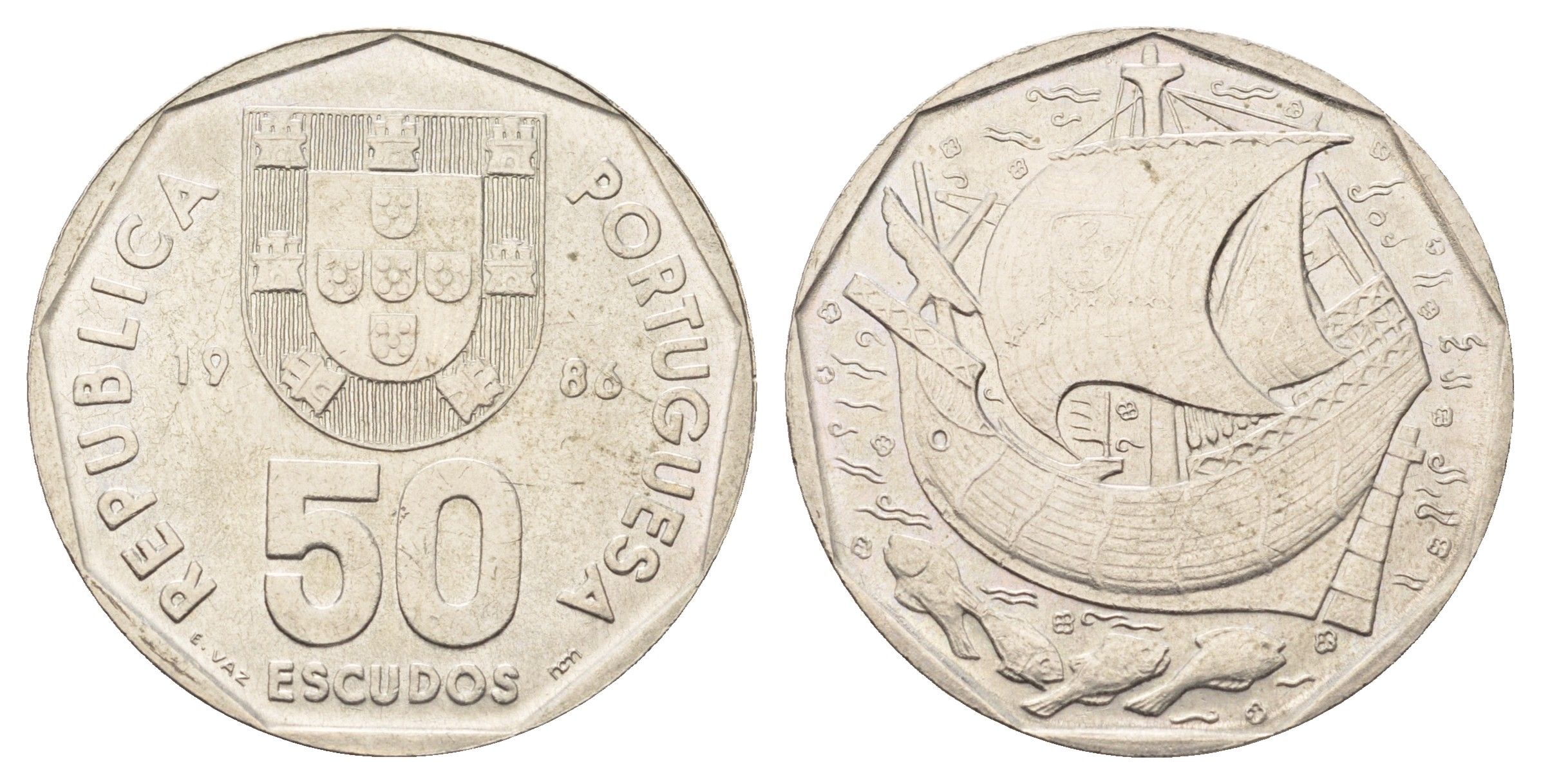 Португалия 50 эскудо 1986 KM 636 медно-никель UNC 4572-943