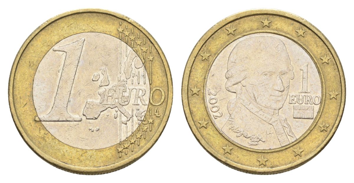 Австрия 1 евро 2002 Вольфганг Амадей Моцарт KM 3088 биметалл 4629-413