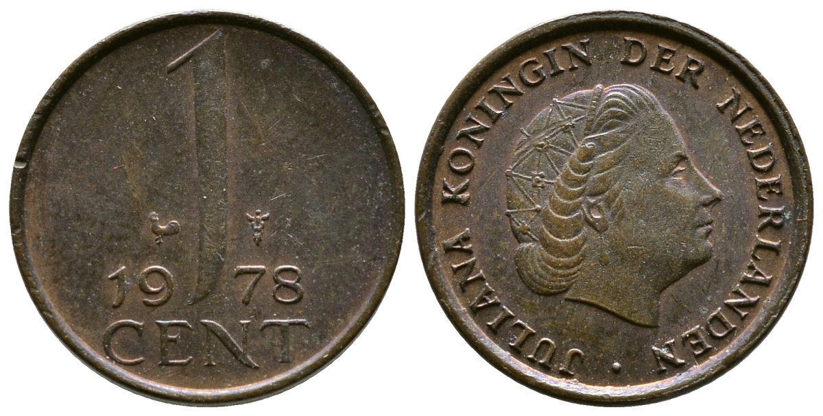НИДЕРЛАНДЫ 1 ЦЕНТ 1978 ЮЛИАНА KM 180 бронза 4385-659