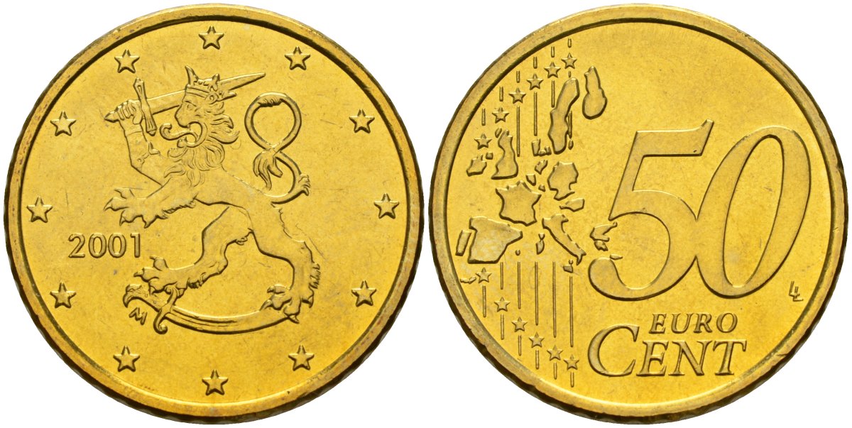 Финляндия 50 евроцентов 2001 KM 103 нордик UNC 4146-231