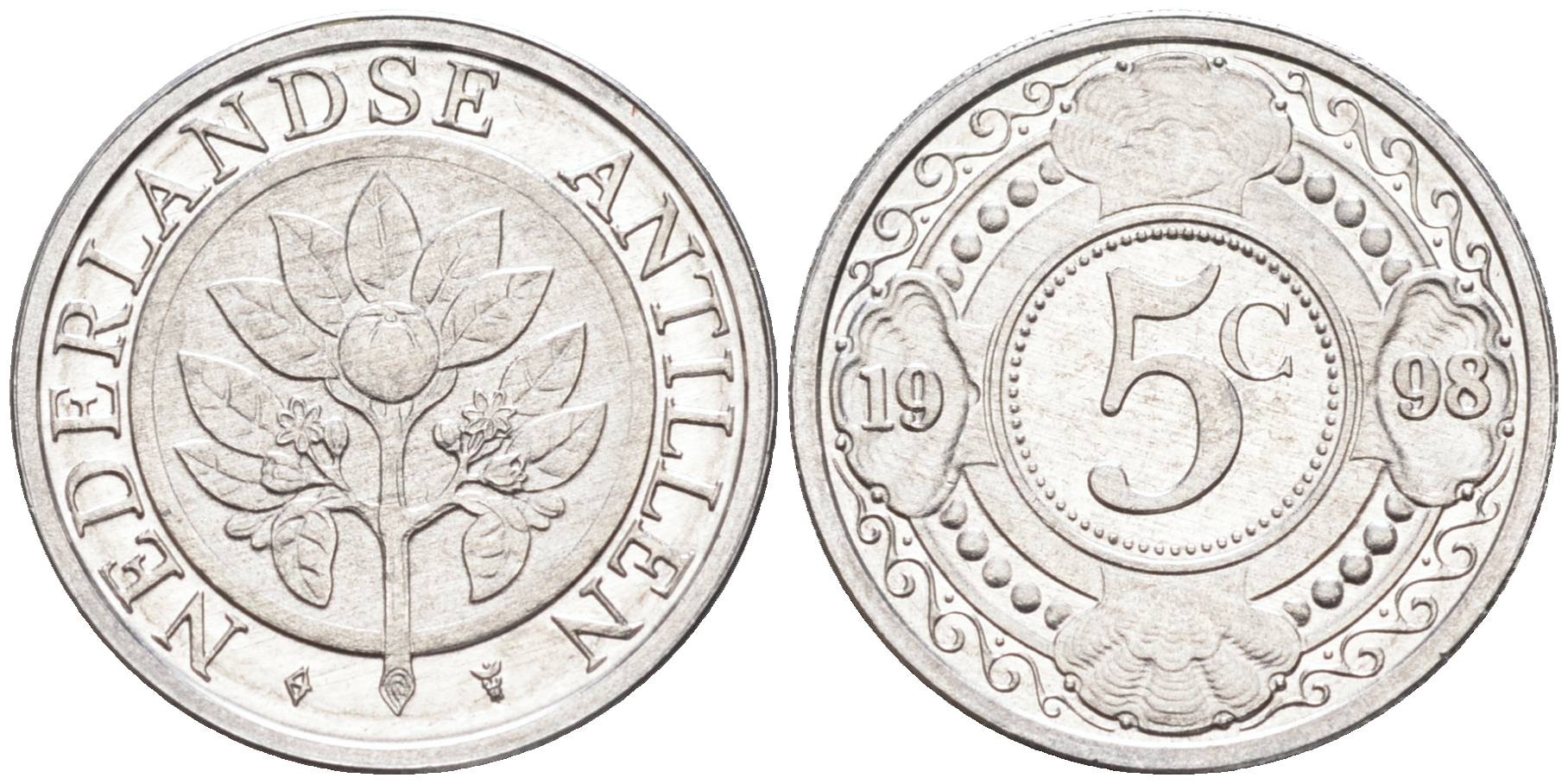 Нидерландские Антилы 5 центов 1998 Беатрикс (1980-2013) KM 33 алюминий 4169-337