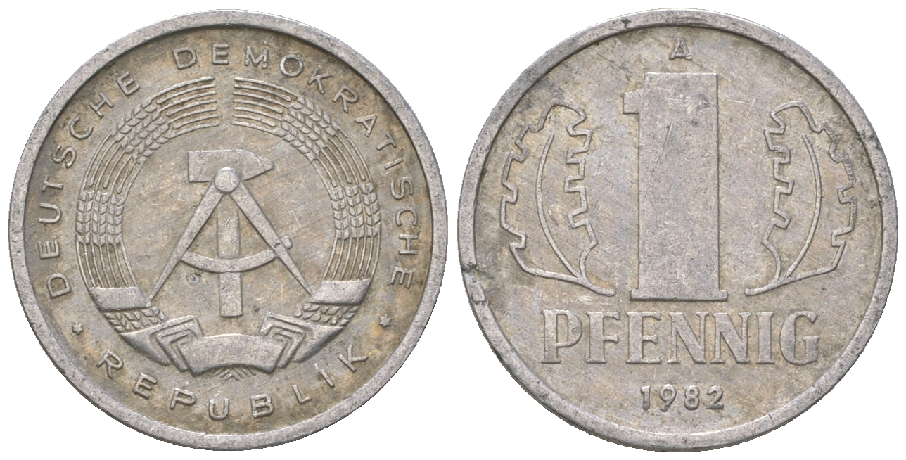 ГДР 1 пфенниг 1982 А KM 8.2 алюминий 4623-437