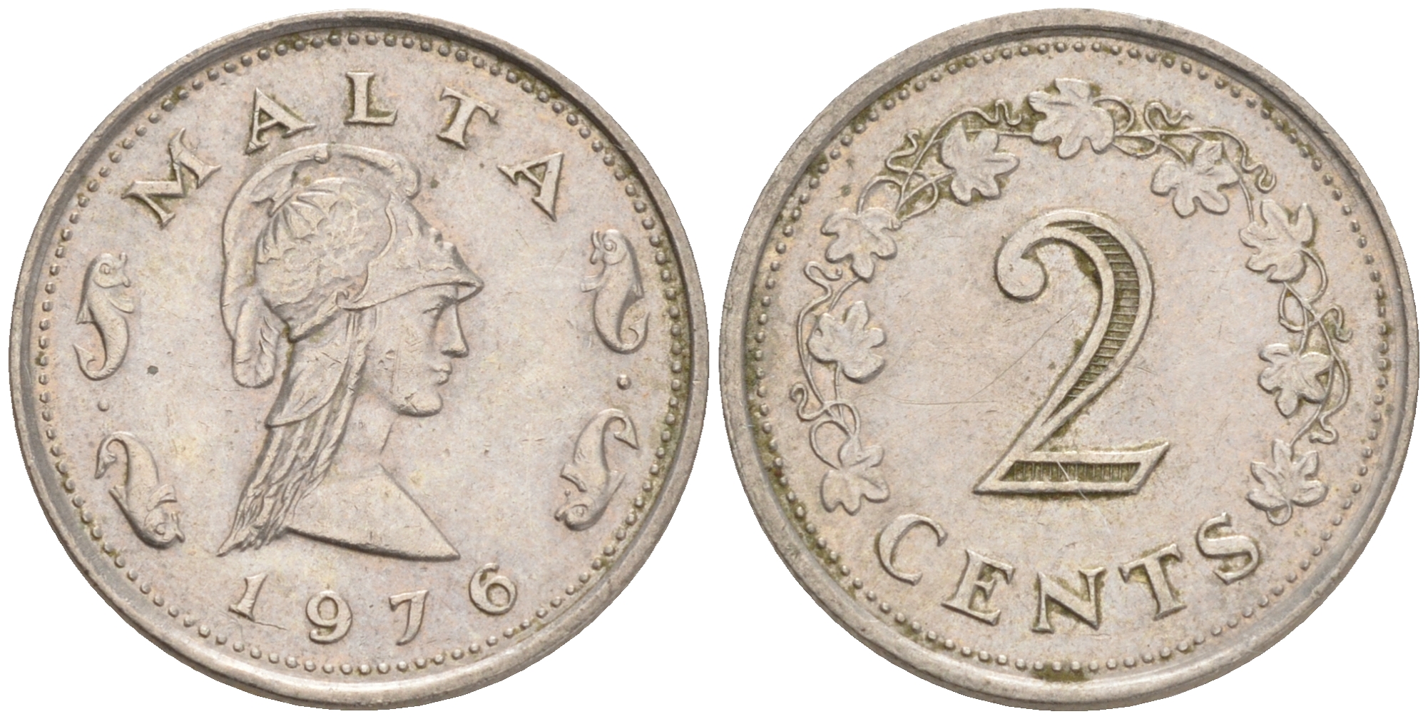 Мальта 2 цента 1976 Пентесилея, царица амазонок KM 9 медно-никель 192-348