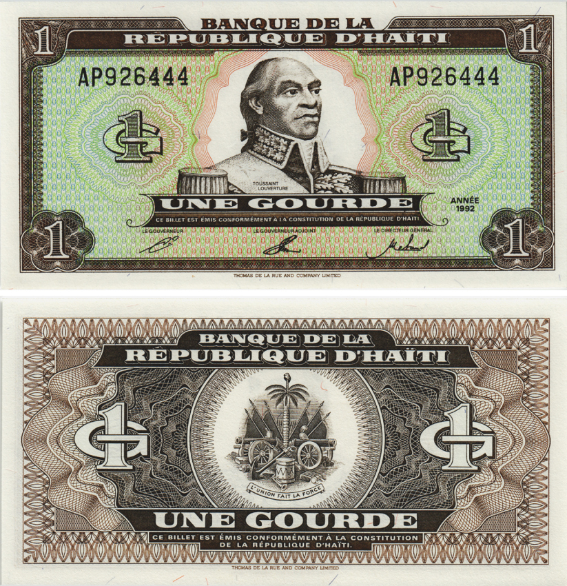 ГАИТИ 1 ГУРД 1992 Pick 259а бумага UNC (ПРЕСС) 8604-39-4-2